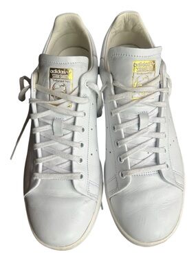 Adidas Stan Smith Lux Premium Leather White Gold Sneakers Women 9 Men 8 IG3389